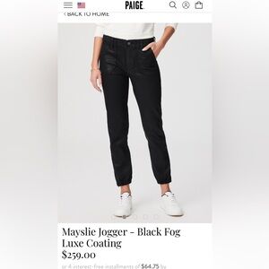 Paige Mayslie black coated joggers